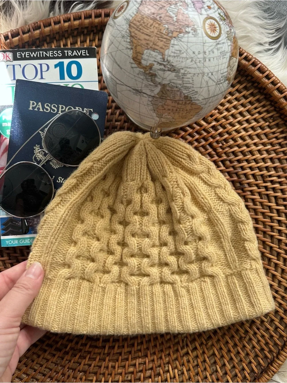 Patagonia Wool Blend Cable Knit Beanie Mustard Yellow One Size